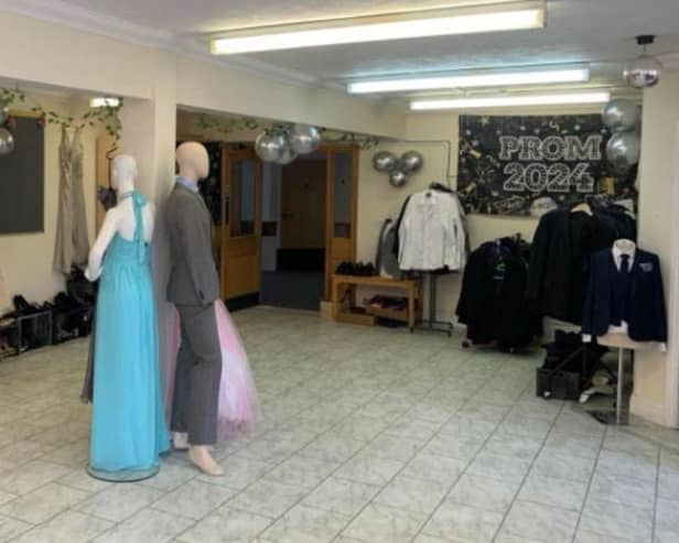 Prom dresses, suits and accessories are available free to teenage school leavers