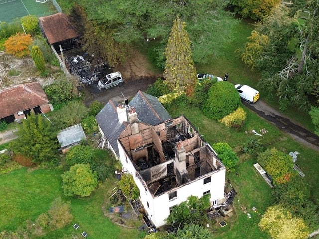 New pictures show the scene of a house fire in East Sussex.