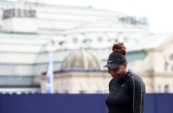 23-times Grand Slam champion Serena Williams in action on the practice courts at Devonshire Park
