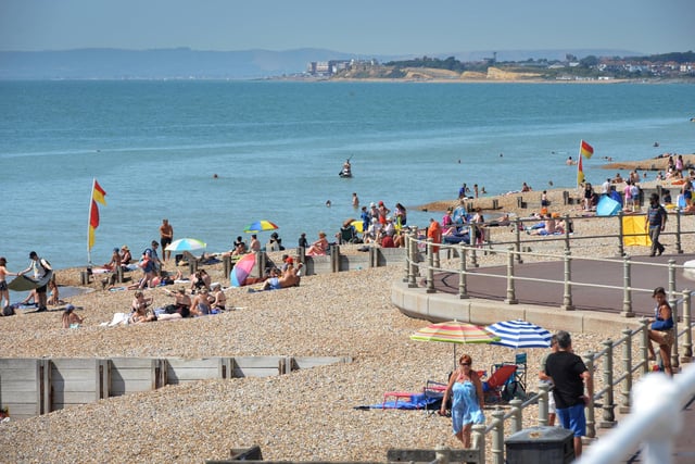 St Leonards seafront pictured during the heatwave on Saturday, August 13