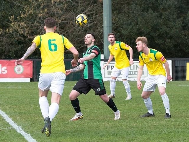 Burgess Hill Bbeat Corinthian 4-1 with two goals from Dan Perry and one each from Dave Martin and Martyn Box. Picture by Chris Neal
