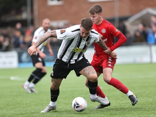 Action from Worthing's superb 3-0 win at home to Dartford in the National League South at Woodside Road