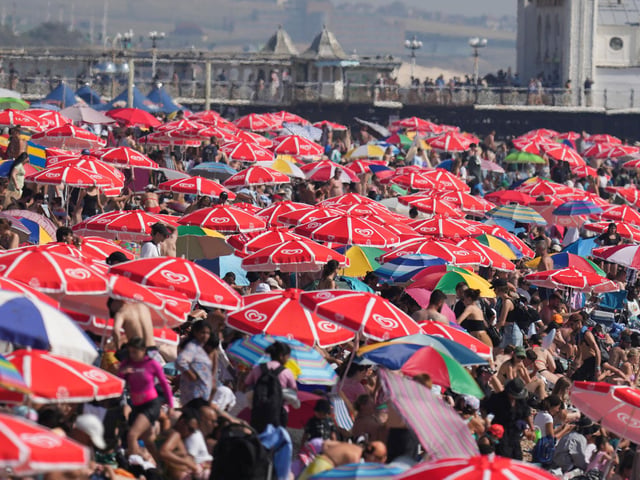 Thousands of people flocked to Brighton beach today (September 9) as temperatures reached 32C across parts of the county.