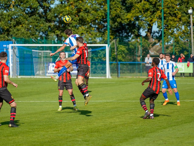 Action from the Haywards Heath Town v Sittingbourne clash in the Isthmian south east division