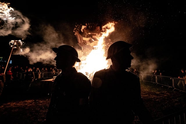Bonfire of remembrance: East Hoathly’s annual carnival celebrations this weekend commemorated the Armistice and Remembrance.