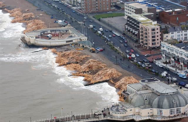 Thousands of tons of timber washed up on Worthing's beaches in January, 2008
