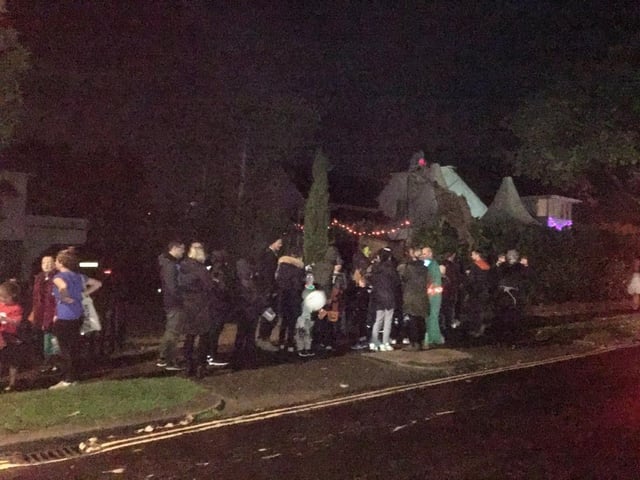 Hallowe'en at Rose Walk in Goring, complete with red eyes and swirling mist