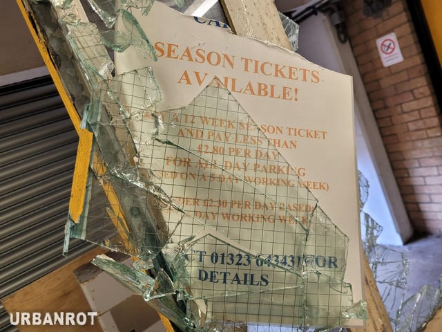 This old sign is evidence of the building's not-too-distant past.