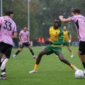 Matchwinner Jamie Yila in action for Horsham against Walton & Hersham. Pictures by McCartney Martin