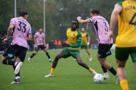 Matchwinner Jamie Yila in action for Horsham against Walton & Hersham. Pictures by McCartney Martin