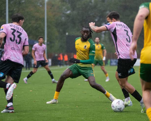 Matchwinner Jamie Yila in action for Horsham against Walton & Hersham. Pictures by McCartney Martin