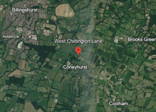 The fire was reported ‘close to West Chiltington Lane, near Coneyhurst’, according to the fire service.