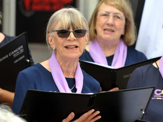 OutSingCancer performing in High Street, Littlehampton