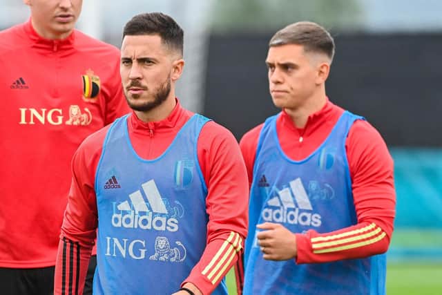 Analysts in Belgium have been left baffled by national team manager Roberto Martínez’s decision not to start Eden Hazard (left) ahead of Brighton star Leandro Trossard (right) in the Red Devils’ recent UEFA Nations League games. Picture by LAURIE DIEFFEMBACQ/Belga/AFP via Getty Images