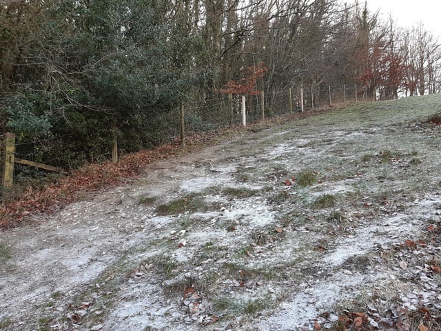 Once you reach the fence, there is a bit of a climb up hill to the main path but it's only short.