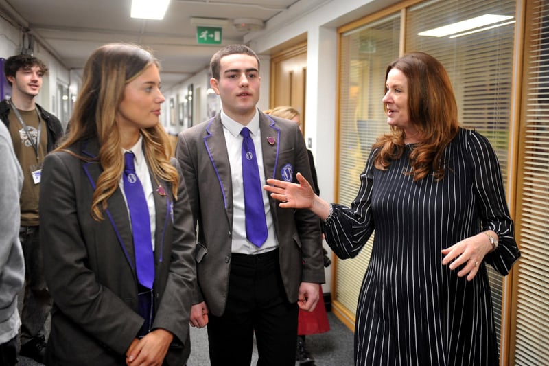 Education Secretary Gillian Keegan visited Worthing High School, to mark the announcement of guidance for schools about banning mobile phones. SR24021901 Photo SR Staff/National World