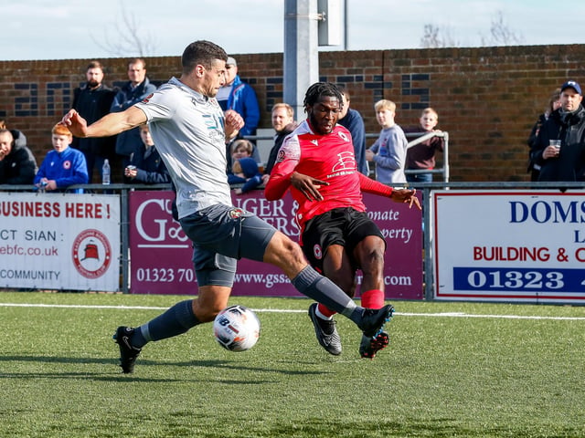 Action from Eastbourne Borough's 2-0 Ntional League South win against Slough Town at Priory Lane
