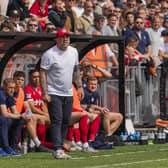Adam Hinshelwood stays focused on the touchline during the title crunch game against Ebbsfleet | Picture by Jay Wrighte