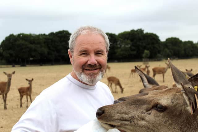 Glyn Ingram head deer keeper at Sky Park Farm