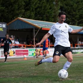 Greg Luer won it for Horsham at Slough Town. Pictures by McCartney Martin