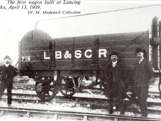 The first wagon built at Lancing Carriage Works, April 13, 1909