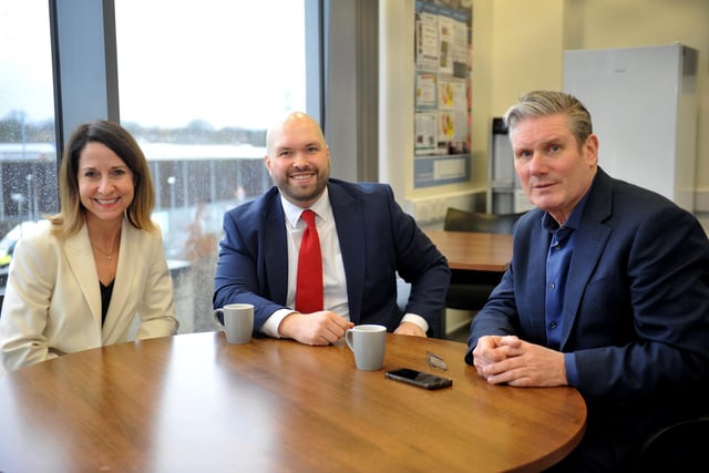 Liz Kendall, Shadow Secretary of State for Work and Pensions; Peter Lamb, Labour Party candidate for the next General Election; Sir Keir Starmer, Labour Party Leader. SR24022201 Photo SR Staff/Nationalworld