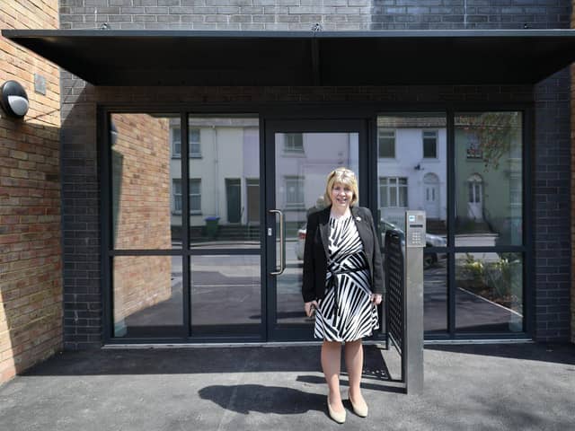Maria Caulfield MP. A new development of 21 council homes in Newhaven has been opened.