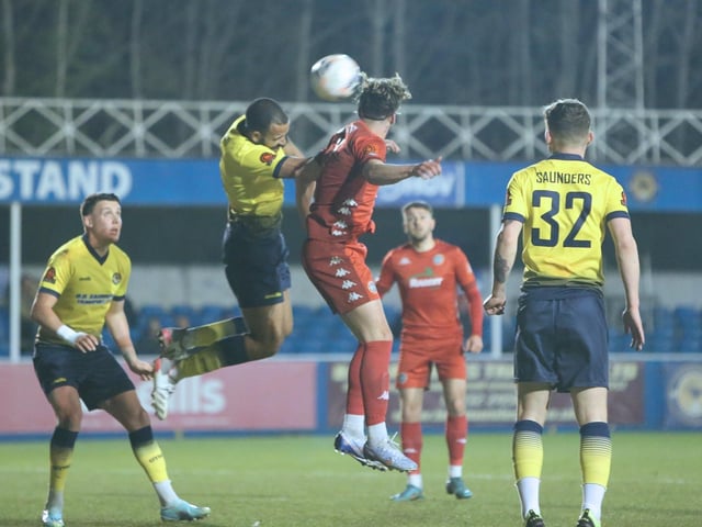Action from Worthing's 1-0 win at Farnborough in the National League South