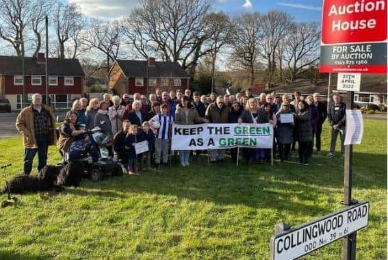 Residents gathered on the green last year when they first heard of proposals to buy and develop the land