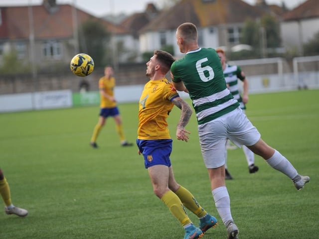 Action from Lancing's win over Corinthian in the Isthmian south east division