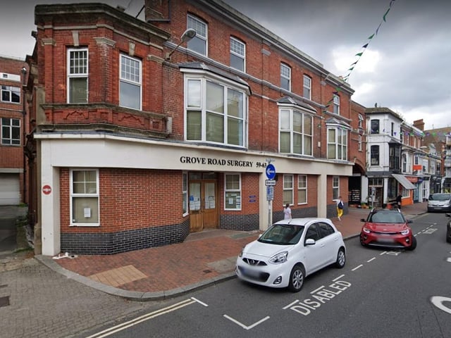 At Grove Road Surgery in Eastbourne, 56.4 per cent of people responding to the survey rated their experience of booking an appointment as good or fairly good