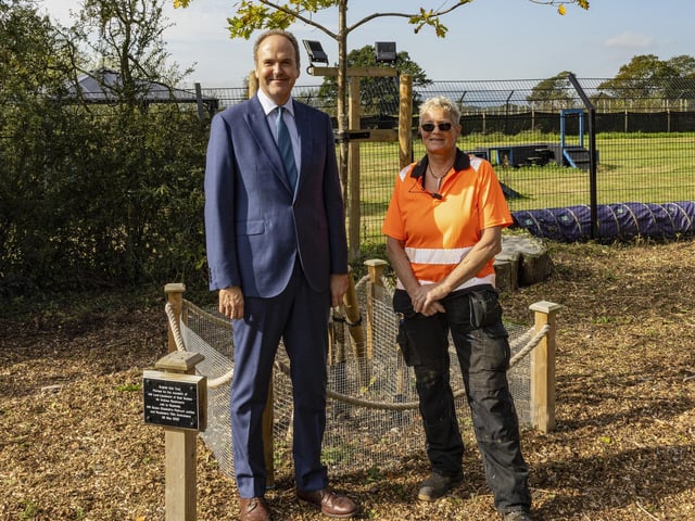 The Lord-Lieutenant of East Sussex with Sue Goddard (Raystede Estates Team) at English Oak tree