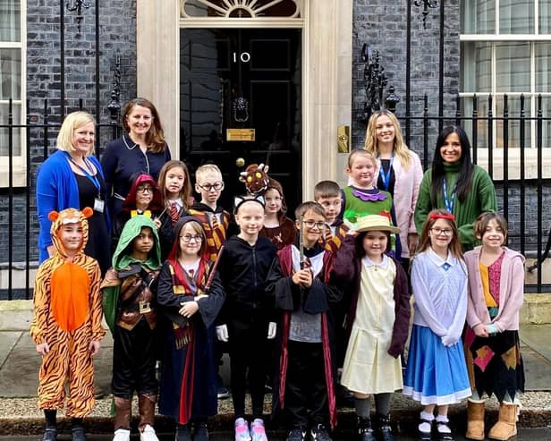 Shinewater Primary School pupils were joined by Eastbourne MP Caroline Ansell for a special World Book Day trip to Downing Street. Picture: Caroline Ansell MP
