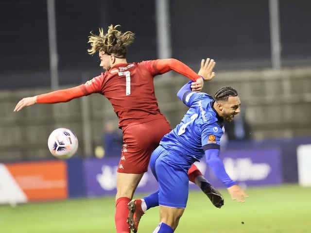 Action from Worthing FC's 1-1 draw at Chippenham in the National League South