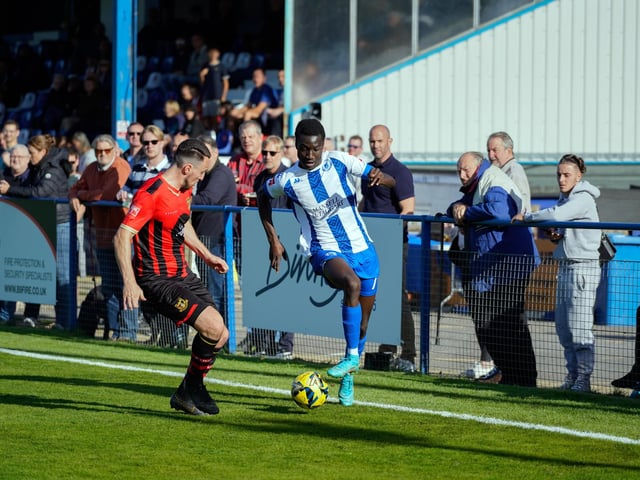 Action from the Haywards Heath Town v Sittingbourne clash in the Isthmian south east division