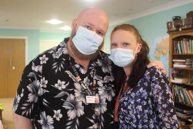 Sarah, who works at the Bradbury Wellbeing Centre, and Paul, a carer at Haviland House