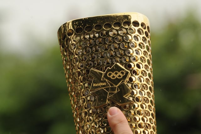 Close up of the Olympic torch, an international sporting symbol