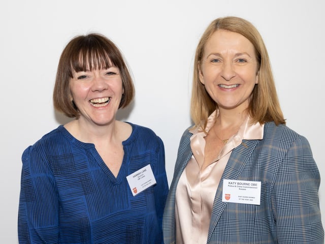Hannah Lane Governor of HMP Lewes with Katy Bourne OBE Police and Crime Commissioner Sussex.