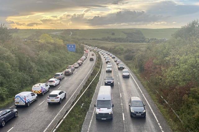 In Pictures: Severe delays along A27 following crash