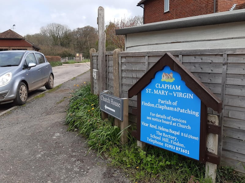 You can park in the village and walk up to St Mary the Virgin Church, as I did