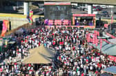 There had been a festival-like atmosphere at the Central Park fan zone, on Black Rock Beach, as hundreds came together to cheer England on. Photo: Eddie Mitchell