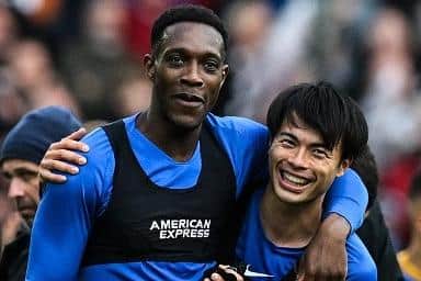 Danny Welbeck and Kaoru Mitoma both start for Brighton against Brentford. Photo: GLYN KIRK / Getty Images
