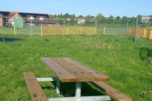 New picnic bench at Maurice Thornton play area