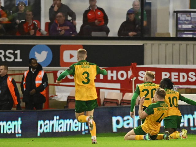 James Hammond of Horsham celebrates his goal to make it 1-2 during the Emirates FA Cup First Round match between Barnsley and Horsham at Oakwell Stadium.