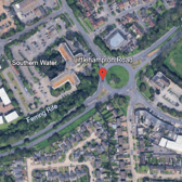 A collision, involving a car and a cyclist, has been reported on a busy roundabout in Goring. Photo: Google Earth