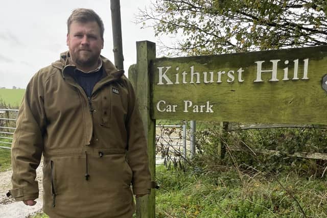 Horsham District Councillor James Wright is among those concerned about the closure of Kithurst Hill car park near Storrington - 'a vital link' to the South Downs
