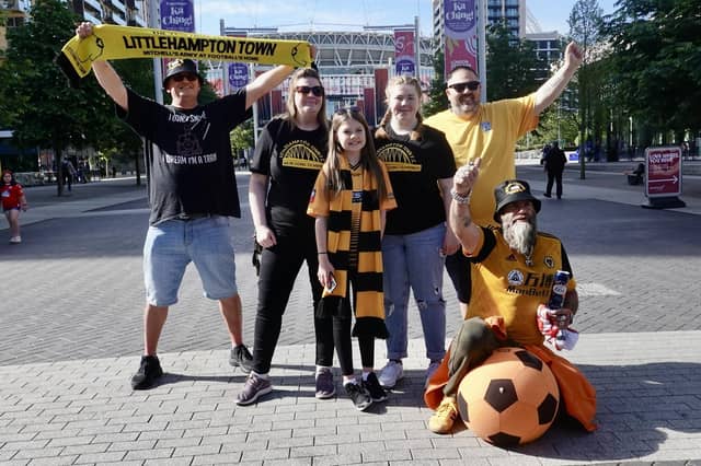 Littlehampton Town fans and players at Wembley for the FA Vase final
