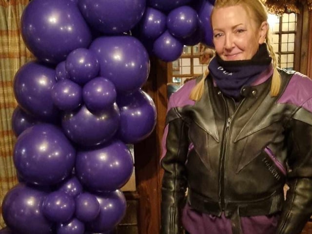 Among those in the convoy was India’s mum, Amanda Buchanan Hills – who was riding her daughter’s pride and joy motorbike, affectionately named Hailey.