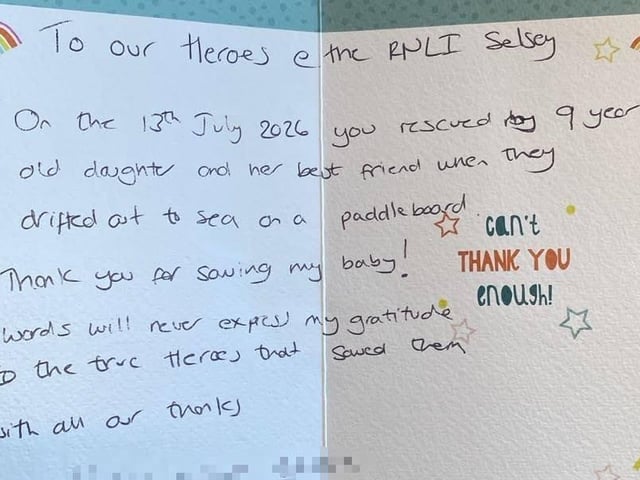 After the rescue, the family penned thank you messages to the RNLI volunteers