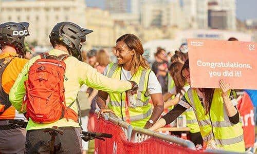 Volunteers at the BHF's London to Brighton Off Road bike ride